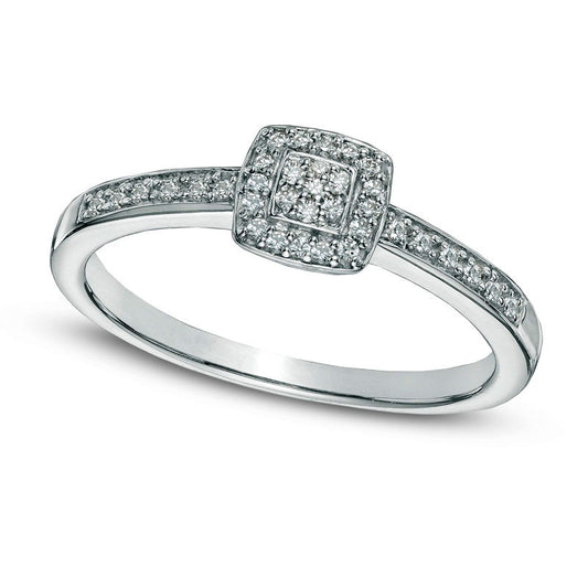 0.10 CT. T.W. Natural Diamond Square Cluster Promise Ring in Solid 10K White Gold