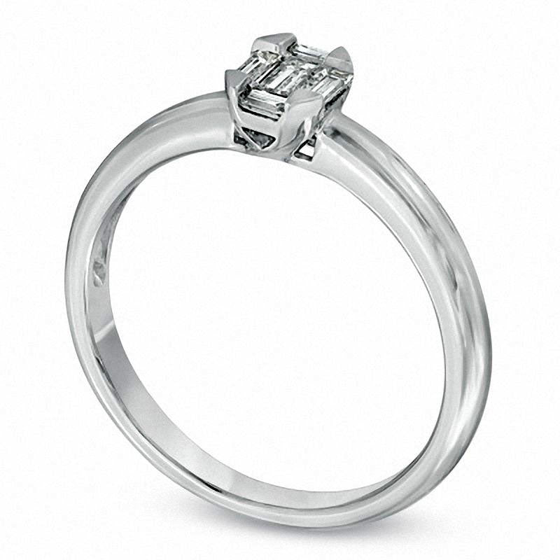 0.33 CT. T.W. Baguette-Cut Composite Natural Diamond Engagement Ring in Solid 14K White Gold