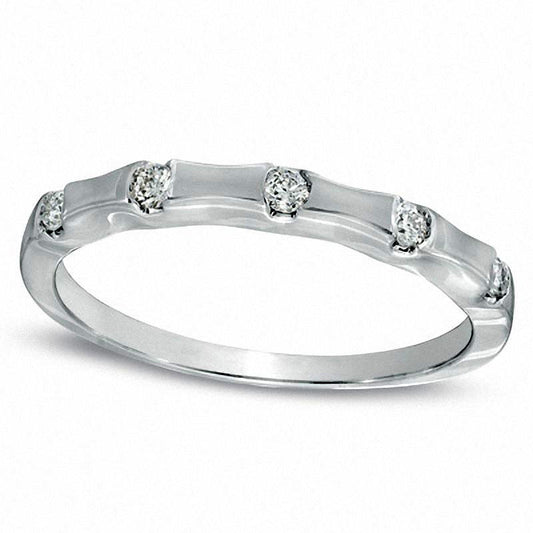 0.10 CT. T.W. Natural Diamond Five Stone Anniversary Band in Solid 10K White Gold