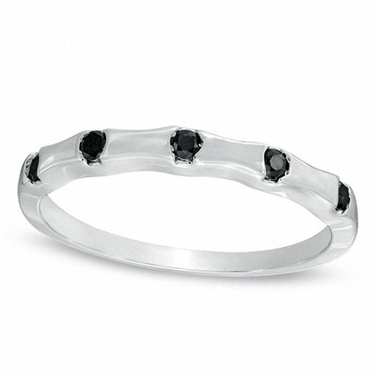 0.10 CT. T.W. Enhanced Black Natural Diamond Five Stone Anniversary Band in Solid 10K White Gold