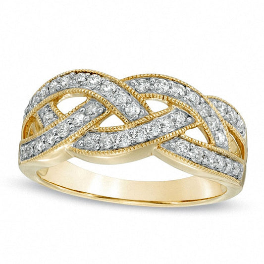 0.38 CT. T.W. Natural Diamond Antique Vintage-Style Loose Braid Ring in Solid 10K Yellow Gold