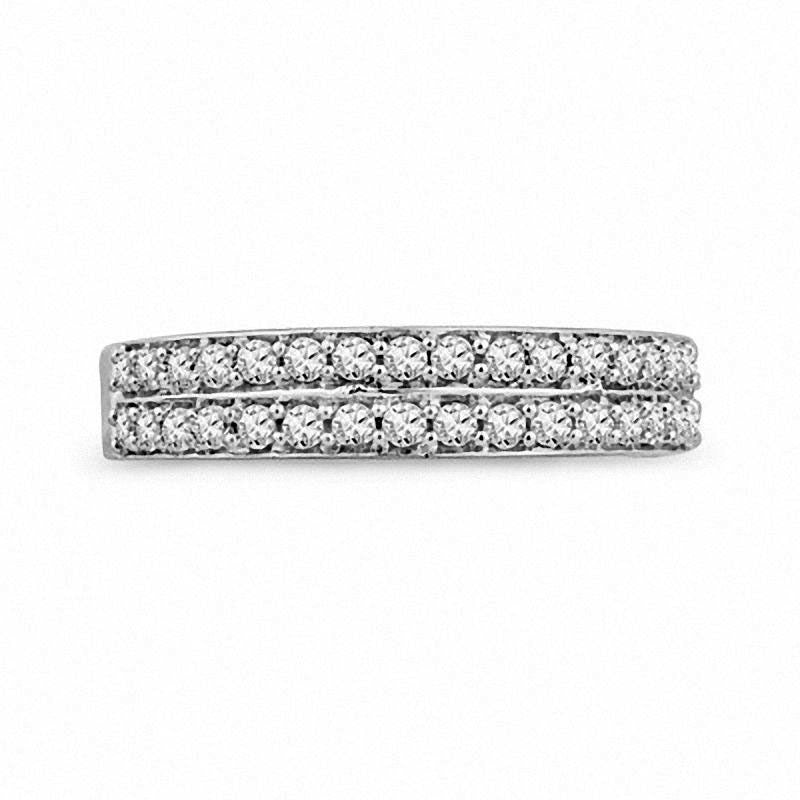 0.33 CT. T.W. Natural Diamond Double Row Wedding Band in Solid 10K White Gold