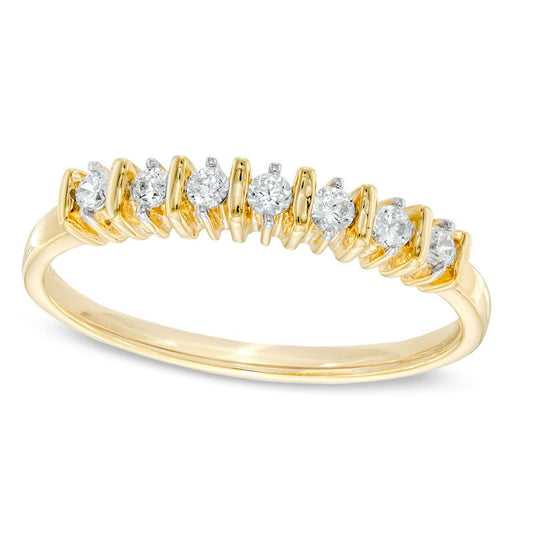 0.10 CT. T.W. Natural Diamond Seven Stone Wedding Band in Solid 10K Yellow Gold