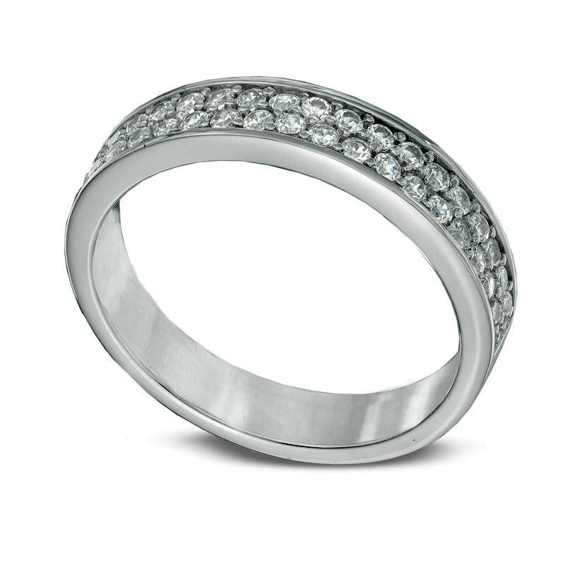 0.50 CT. T.W. Natural Diamond Double Row Wedding Band in Solid 10K White Gold