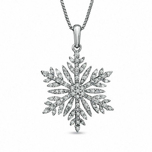 0.5 CT. T.W. Natural Diamond Snowflake Pendant in Sterling Silver