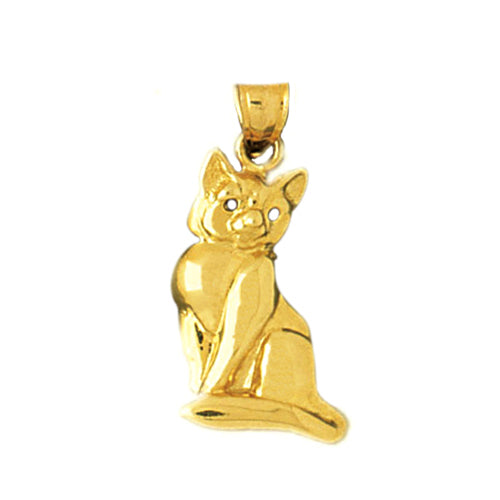 14K Gold 22MM Cat Pendant