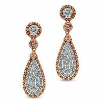 0.5 CT. T.W. Diamond Layered Teardrop Earrings in Two-Tone Sterling Silver