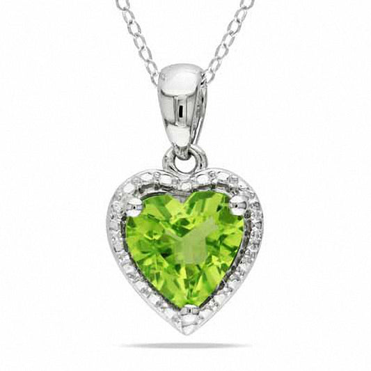 7.0mm Heart-Shaped Peridot Pendant in Sterling Silver