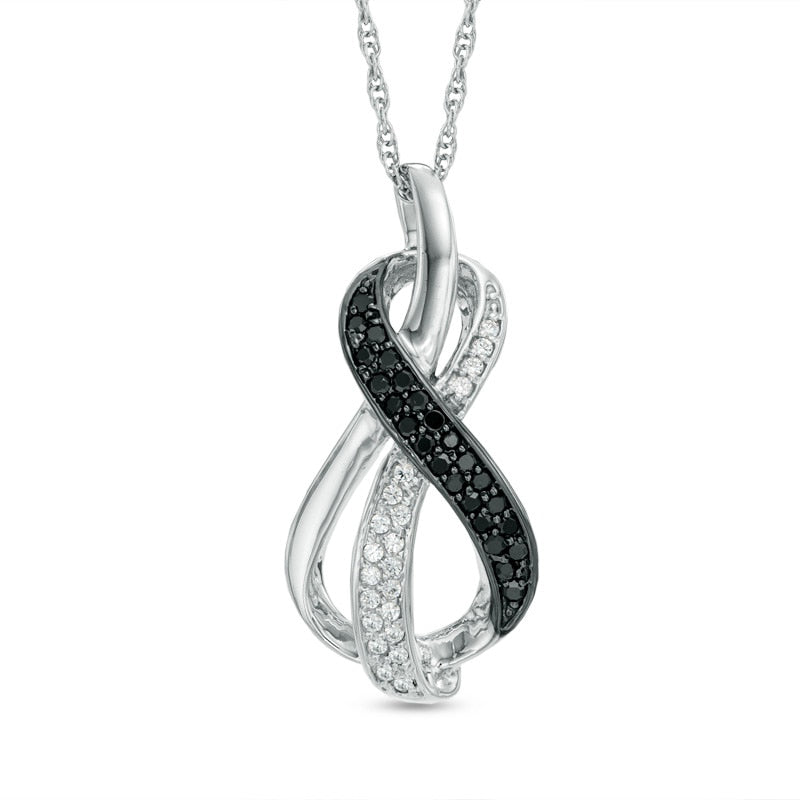 0.2 CT. T.W. Enhanced Black and White Natural Diamond Infinity Loop Pendant in Sterling Silver