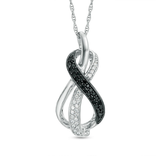 0.2 CT. T.W. Enhanced Black and White Natural Diamond Infinity Loop Pendant in Sterling Silver