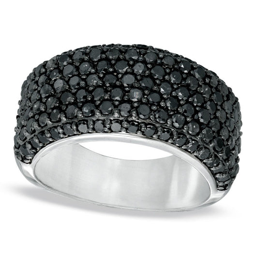 1.75 CT. T.W. Enhanced Black Natural Diamond Multi-Row Band in Solid 10K White Gold