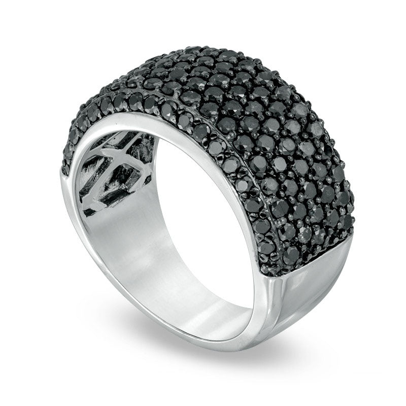 1.75 CT. T.W. Enhanced Black Natural Diamond Multi-Row Band in Solid 10K White Gold