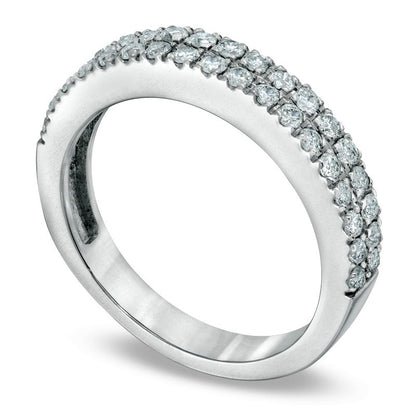 0.50 CT. T.W. Natural Diamond Double Row Wedding Band in Solid 10K White Gold