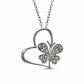 0.05 CT. T.W. Natural Diamond Tilted Heart with Butterfly Pendant in Sterling Silver