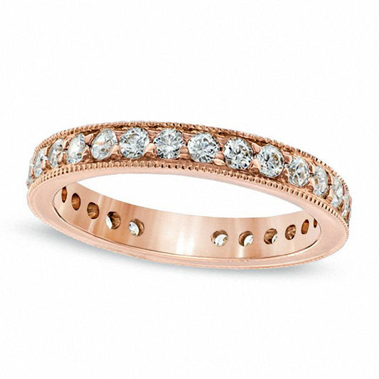 2.0 CT. T.W. Natural Diamond Antique Vintage-Style Eternity Wedding Band in Solid 14K Rose Gold
