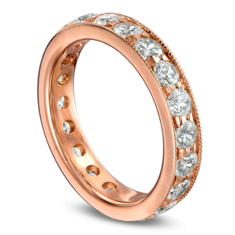 2.0 CT. T.W. Natural Diamond Antique Vintage-Style Eternity Wedding Band in Solid 14K Rose Gold