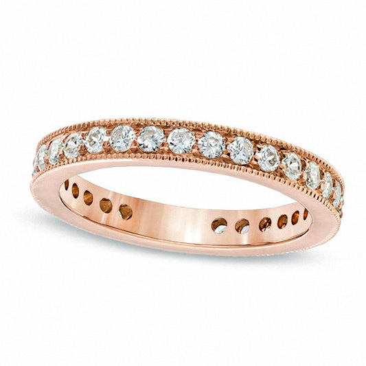 0.75 CT. T.W. Natural Diamond Antique Vintage-Style Eternity Wedding Band in Solid 14K Rose Gold