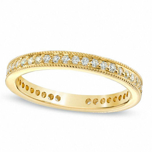 0.50 CT. T.W. Natural Diamond Antique Vintage-Style Eternity Wedding Band in Solid 14K Gold