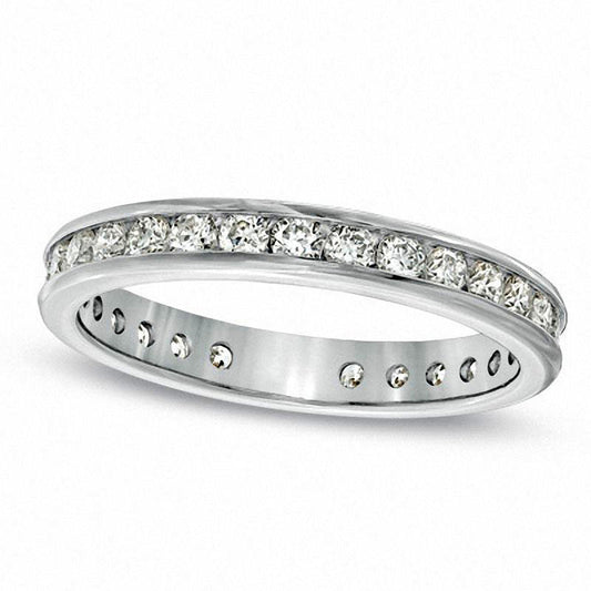 1.0 CT. T.W. Natural Diamond Channel-Set Eternity Wedding Band in Solid 14K White Gold