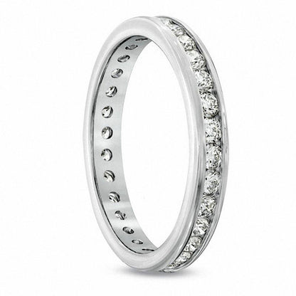 1.0 CT. T.W. Natural Diamond Channel-Set Eternity Wedding Band in Solid 14K White Gold