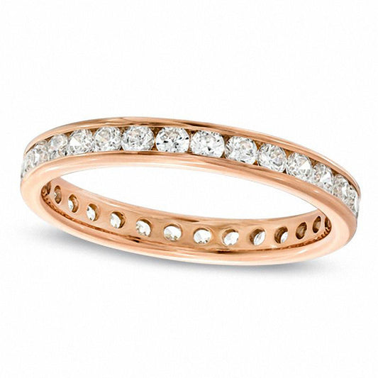 0.75 CT. T.W. Natural Diamond Channel-Set Eternity Wedding Band in Solid 14K Rose Gold