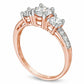 Lab-Created White Sapphire Three Stone Ring in Solid 10K Rose Gold