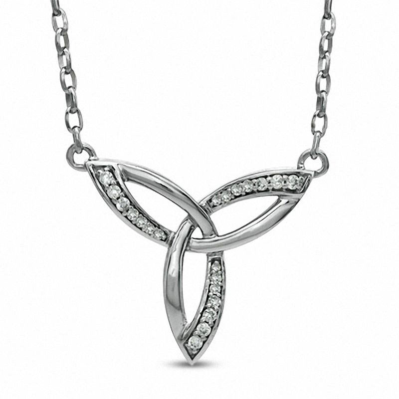 0.13 CT. T.W. Natural Diamond Celtic Trinity Knot Necklace in Sterling Silver