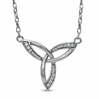 0.13 CT. T.W. Natural Diamond Celtic Trinity Knot Necklace in Sterling Silver