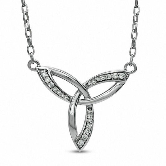 0.13 CT. T.W. Natural Diamond Celtic Trinity Knot Necklace in Sterling Silver