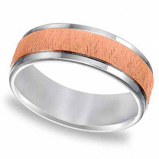 Men's 7.0mm Wedding Band in Solid 14K Two-Tone Gold