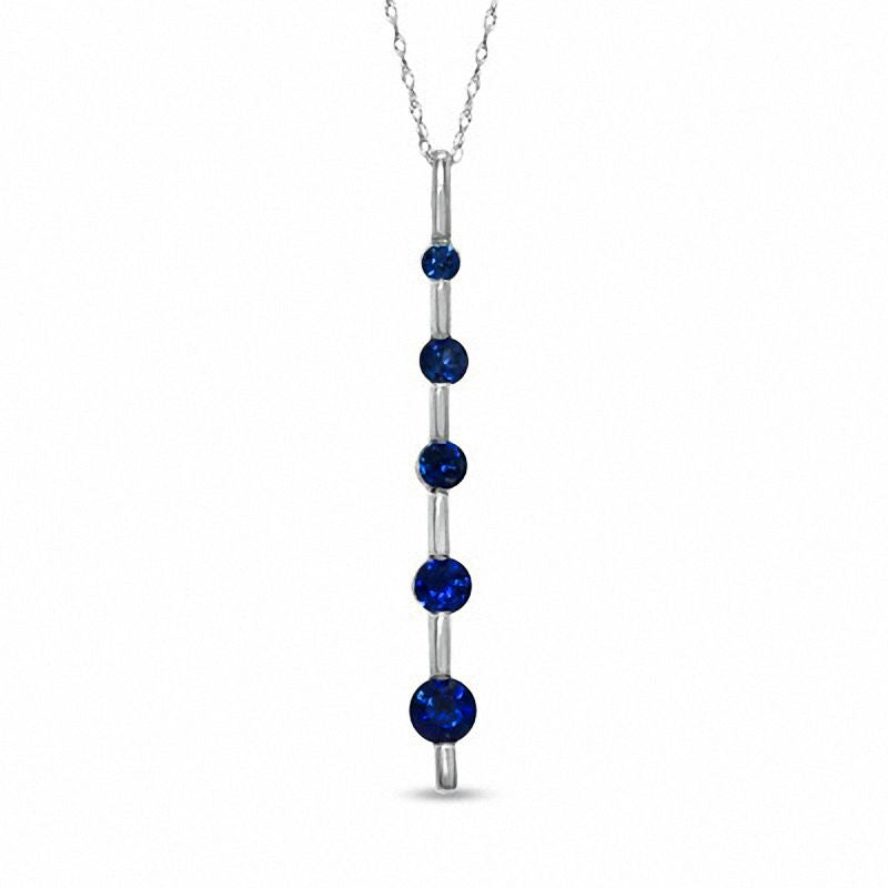 Journey Lab-Created Blue Sapphire Pendant in 10K White Gold