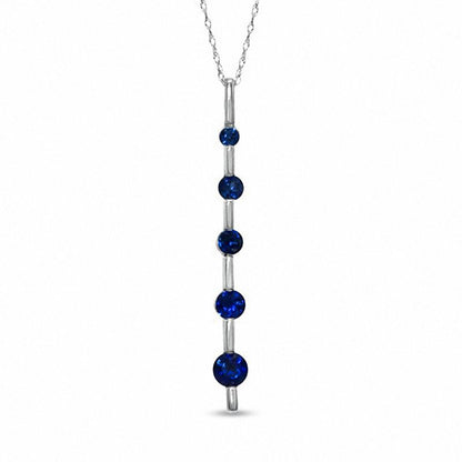 Journey Lab-Created Blue Sapphire Pendant in 10K White Gold