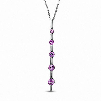 Journey Lab-Created Pink Sapphire Pendant in 10K White Gold
