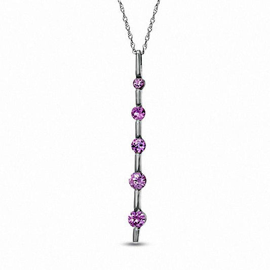 Journey Lab-Created Pink Sapphire Pendant in 10K White Gold