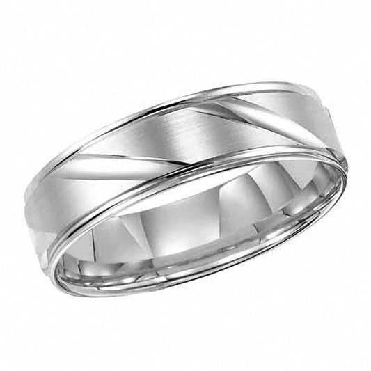 Men's 6.0mm Comfort Fit Wedding Band in Solid 14K White Gold