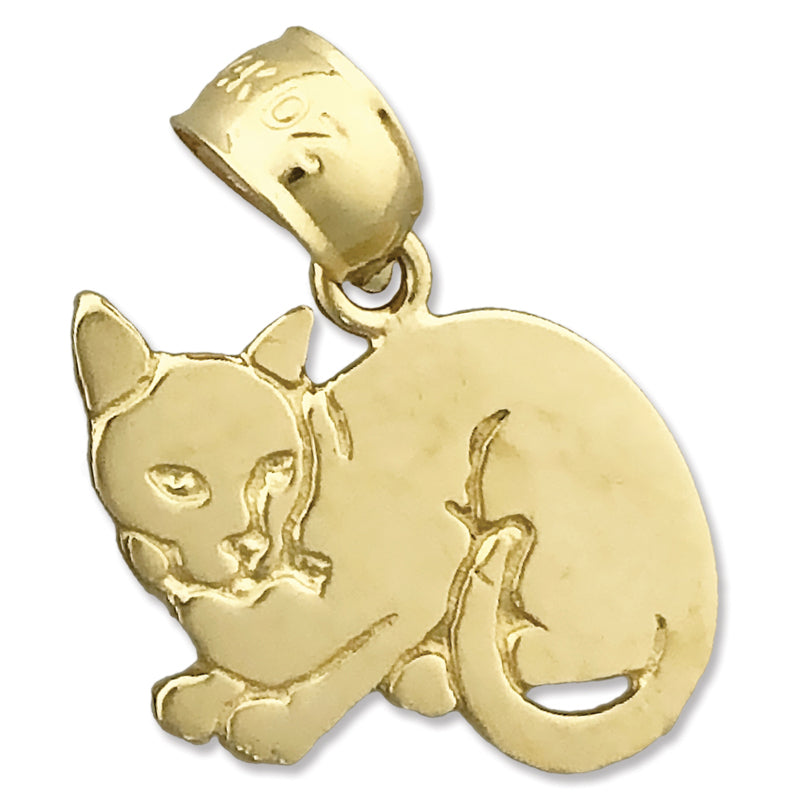 14K Gold House Cat Charm