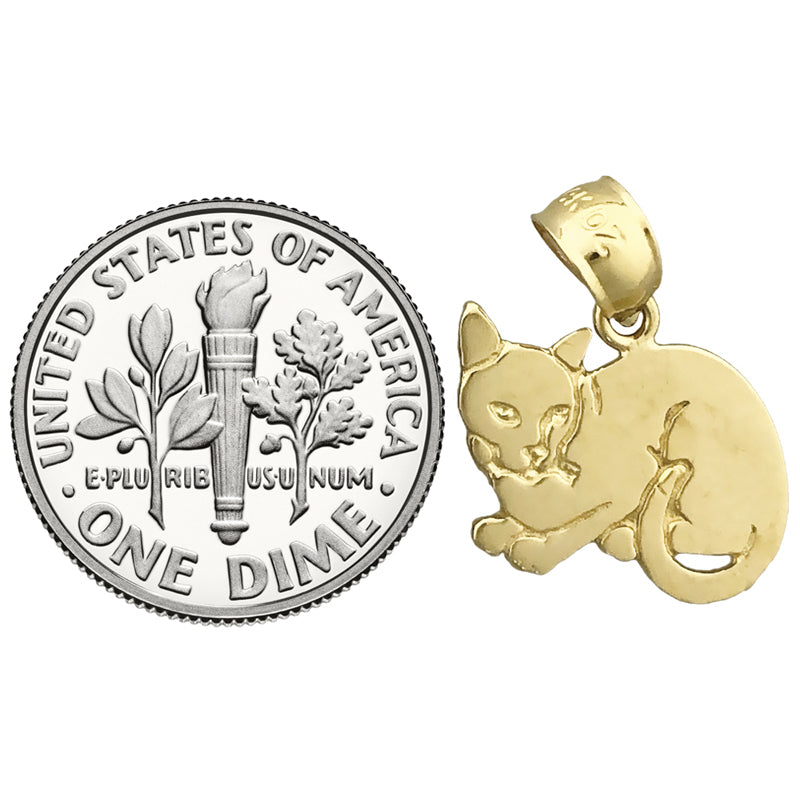 14K Gold House Cat Charm