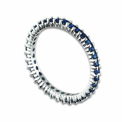 Blue Sapphire Eternity Band in Solid 14K White Gold