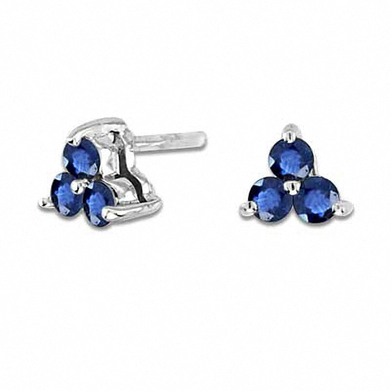 Blue Sapphire Stud Earrings in 14K White Gold