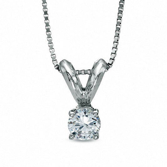 0.17 CT. Natural Clarity Enhanced Solitaire Pendant in 14K White Gold