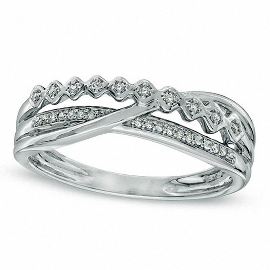 Natural Diamond Accent Criss-Cross Band in Sterling Silver
