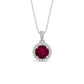 8.0mm Lab-Created Ruby and White Sapphire Pendant in Sterling Silver