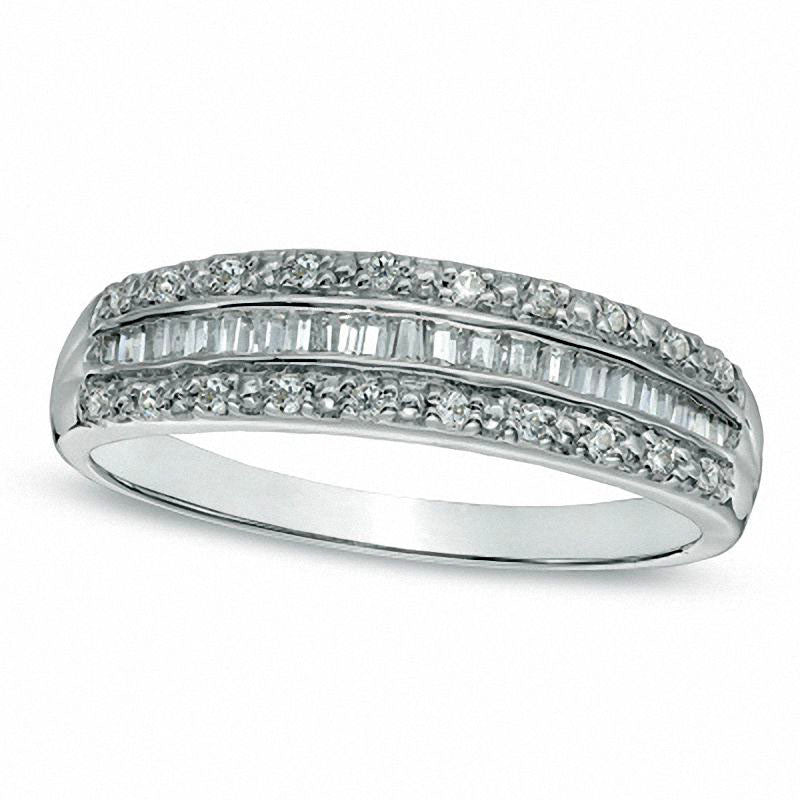 0.25 CT. T.W. Baguette Natural Diamond Band in Solid 10K White Gold