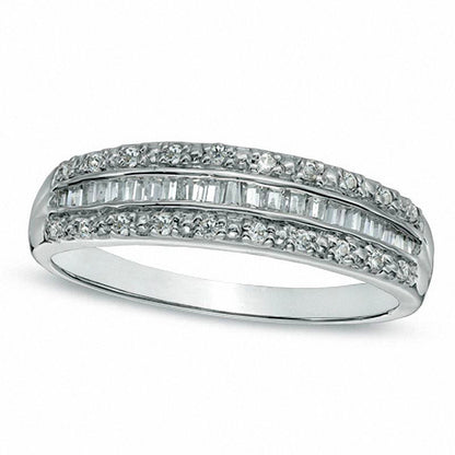 0.25 CT. T.W. Baguette Natural Diamond Band in Solid 10K White Gold