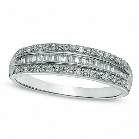 0.25 CT. T.W. Baguette Natural Diamond Band in Solid 10K White Gold