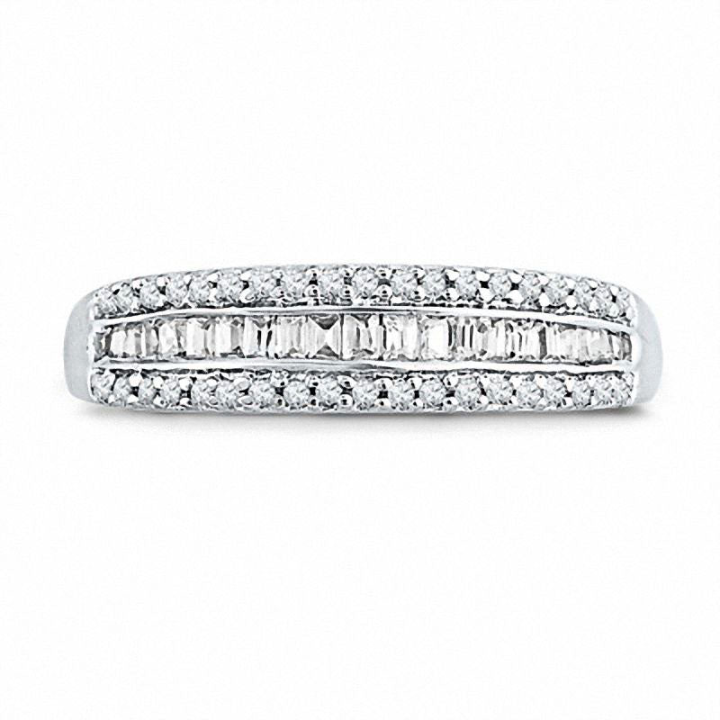 0.25 CT. T.W. Baguette Natural Diamond Band in Solid 10K White Gold