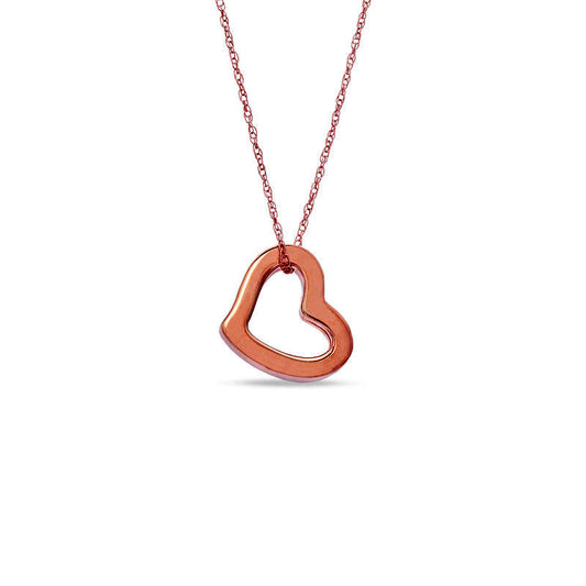 Tilted Heart Pendant in 14K Rose Gold