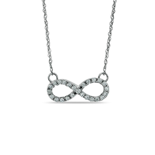 Lab-Created White Sapphire Sideways Infinity Necklace in Sterling Silver