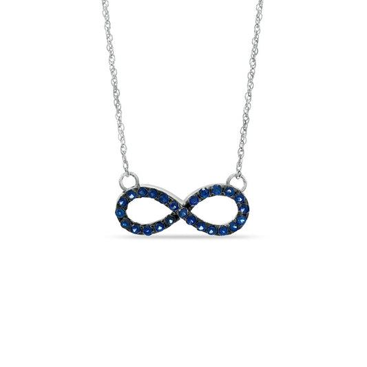 Lab-Created Blue Sapphire Sideways Infinity Necklace in Sterling Silver