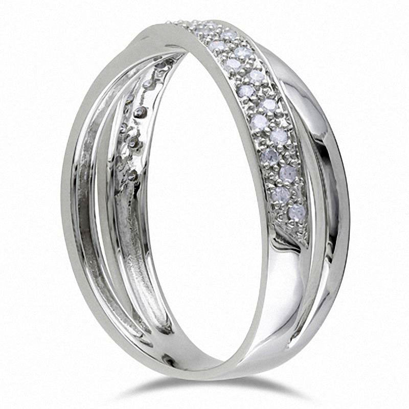 0.17 CT. T.W. Natural Diamond Criss-Cross Band in Sterling Silver